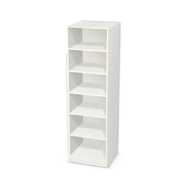 Korpus: Biały klasyczny (W960, SM), Materiał pleców: Plecy z płyty jak korpus, Szerokość: 63 cm, Wysokość: 207,5 cm, Wysokość z cokołem: 217,5 cm, Głębokość: 61 cm, Liczba półek: 5 półek, Rozmieszczenie półek: Własne ustawienie, Typ podstawy: Cokół 10 cm, Podpórki półek: Podpórki półki fi 5 mm (Basic / ruchome), Obrzeże korpusu: 0,8 mm