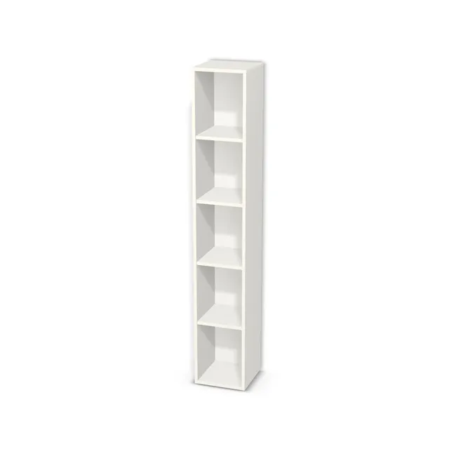 Korpus: Biały klasyczny (W960, SM), Materiał pleców: Plecy z płyty HDF 3 mm (biała), Szerokość: 30 cm, Wysokość: 180 cm, Głębokość: 30 cm, Liczba półek: 4 półki, Rozmieszczenie półek: Rozmieszczenie symetryczne półek, Typ podstawy: Brak (tylko ślizgacze), Podpórki półek: Podpórki półki fi 5 mm (Basic / ruchome), Obrzeże korpusu: 0,8 mm, Rodzaj: Zabudowa szeregowa