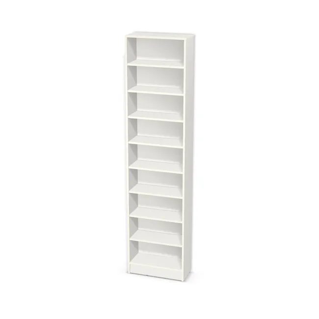 Korpus: Biały klasyczny (W960, SM), Materiał pleców: Plecy z płyty HDF 3 mm (biała), Szerokość: 58 cm, Wysokość: 226 cm, Wysokość z cokołem: 236 cm, Głębokość: 25 cm, Liczba półek: 8 półek, Rozmieszczenie półek: Rozmieszczenie symetryczne półek, Typ podstawy: Cokół 10 cm, Podpórki półek: Podpórki Kuadro z zabezpieczeniem (typ 2) (Premium / z zabezp.), Obrzeże korpusu: 0,8 mm