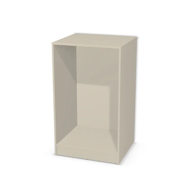 Korpus: Szary Taupe (U750, ST9), Materiał pleców: Plecy z płyty jak korpus, Szerokość: 69,8 cm, Wysokość: 108,6 cm, Wysokość z cokołem: 118,6 cm, Głębokość: 61,8 cm, Liczba półek: Bez półek, Typ podstawy: Cokół 10 cm, Obrzeże korpusu: 0,8 mm