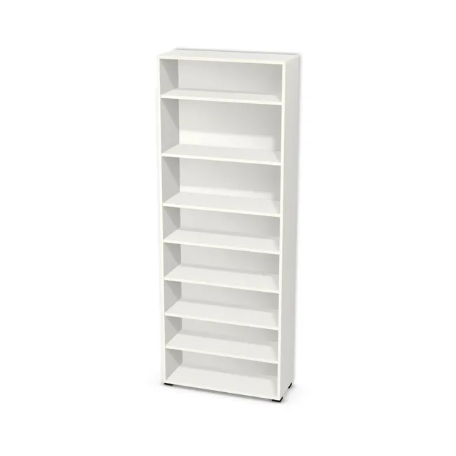 Korpus: Biały klasyczny (W960, SM), Materiał pleców: Plecy z płyty HDF 3 mm (biała), Szerokość: 80 cm, Wysokość: 214 cm, Wysokość z nóżkami: 216 cm, Głębokość: 30 cm, Liczba półek: 7 półek, Rozmieszczenie półek: Własne ustawienie, Typ podstawy: Nóżki (wg wyboru), Nóżki: Nóżka Kwadratowa 6601 Bez Regulacji wys.2cm CZARNY MAT (Nóżka 6601 Czarna 2 cm), Podpórki półek: Podpórki półki fi 5 mm (Basic / ruchome), Obrzeże korpusu: 0,8 mm