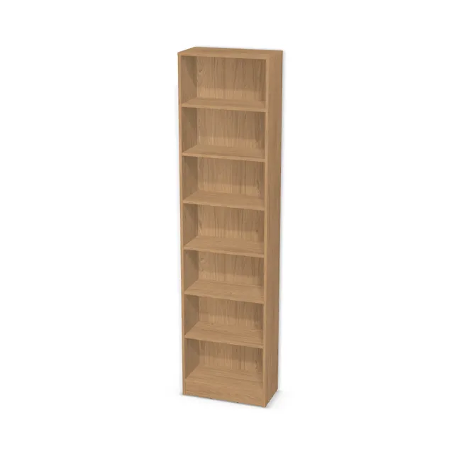 Korpus: Dąb Casella naturalny (H1385, ST40), Materiał pleców: Plecy z płyty jak korpus, Szerokość: 60 cm, Wysokość: 226 cm, Wysokość z cokołem: 236 cm, Głębokość: 30 cm, Liczba półek: 6 półek, Rozmieszczenie półek: Rozmieszczenie symetryczne półek, Typ podstawy: Cokół 10 cm, Podpórki półek: Podpórki Kuadro z zabezpieczeniem (typ 2) (Premium / z zabezp.), Obrzeże korpusu: 0,8 mm