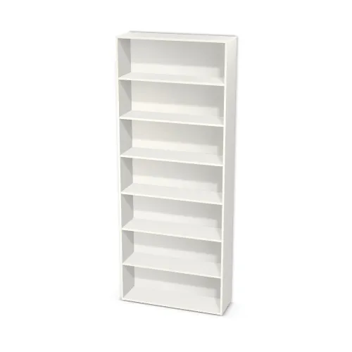 Korpus: Biały klasyczny (W960, SM), Materiał pleców: Plecy z płyty jak korpus, Szerokość: 100 cm, Wysokość: 250 cm, Głębokość: 31 cm, Liczba półek: 6 półek, Rozmieszczenie półek: Rozmieszczenie symetryczne półek, Typ podstawy: Brak (tylko ślizgacze), Podpórki półek: Podpórki Kuadro z zabezpieczeniem (typ 2) (Premium / z zabezp.), Obrzeże korpusu: 0,8 mm