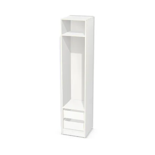 Korpus: Biel Alpejska (WU8685, BS), Materiał pleców: Plecy z płyty HDF 3 mm (biała), Szerokość: 50 cm, Wysokość: 228 cm, Wysokość z cokołem: 238 cm, Głębokość: 50 cm, Wys. części dolnej: 50 cm, Typ szuflady: Z frontem wpuszczanym, Fronty szuflad: Bez frontów szuflad, Liczba szuflad: 2 szuflady, Liczba półek: 1 półka, Rozmieszczenie półek: Własne ustawienie, Typ podstawy: Cokół 10 cm, System domyku: Otwieranie uchwytem (+Hamulec Blumotion), Typ szuflad: Szuflady skrzyniowe, Szuflady: Blum Tandem (Optimum Blum), Uchwyty szuflad: Brak uchwytów i brak nawiertów (Brak uchwytów), Podpórki półek: Podpórki Kuadro z zabezpieczeniem (typ 2) (Premium / z zabezp.), Obrzeże korpusu: 2,0 mm, Typ wieńca dolnego: Wieniec dolny wpuszczany (domyślnie), Rodzaj: Zabudowa szeregowa