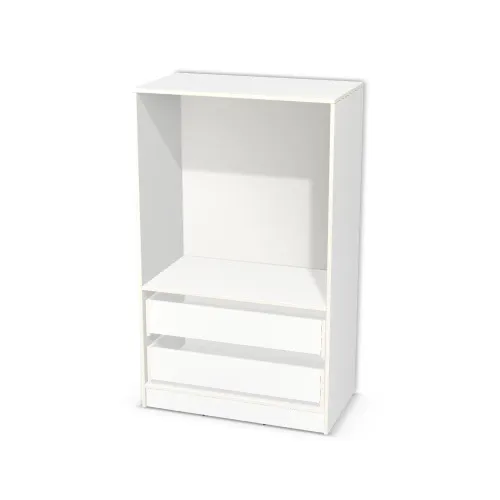 Korpus: Biel Alpejska (WU8685, BS), Materiał pleców: Plecy z płyty HDF 3 mm (biała), Szerokość: 90 cm, Wysokość: 140 cm, Wysokość z cokołem: 150 cm, Głębokość: 50 cm, Wys. części dolnej: 50 cm, Typ szuflady: Z frontem wpuszczanym, Fronty szuflad: Bez frontów szuflad, Liczba szuflad: 2 szuflady, Liczba półek: Bez półek, Typ podstawy: Cokół 10 cm, System domyku: Otwieranie uchwytem (+Hamulec Blumotion), Typ szuflad: Szuflady skrzyniowe, Szuflady: Blum Tandem (Optimum Blum), Uchwyty szuflad: Brak uchwytów i brak nawiertów (Brak uchwytów), Obrzeże korpusu: 2,0 mm, Typ wieńca dolnego: Wieniec dolny wpuszczany (domyślnie), Rodzaj: Zabudowa szeregowa