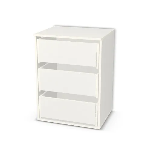 Blat: Biały klasyczny (W960, SM, 18mm), Korpus: Biały klasyczny (W960, SM), Szerokość: 63 cm, Wysokość: 84,9 cm, Głębokość: 50,5 cm, Typ szuflady: Z frontem nakładanym, Fronty szuflad: Bez frontów szuflad, Liczba szuflad: 3 szuflady, Typ podstawy: Brak (tylko ślizgacze), System domyku: Otwieranie uchwytem (+Hamulec Blumotion), Typ szuflad: Szuflady skrzyniowe, Prowadnice szuflad: Blum Tandem Wysuw 75% (Optimum Blum), Uchwyty szuflad: Brak uchwytów i brak nawiertów (Brak uchwytów), Obrzeże korpusu: 0,8 mm, Obrzeże blatu: 0,8 mm