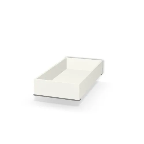 Korpus: Biały premium (W1000, ST9), Drzwi: Bez frontów, Długość boku (prowadnicy): 45 cm, Szerokość wew. szafki: 86,4 cm, Wys. skrzyni szuflady: 15 cm, Typ szuflady: Z frontem wpuszczanym, System domyku: Blumotion (cichy domyk), Obciążenie dynamiczne: 60 kg, Konstrukcja szuflady: Z przednią blendą