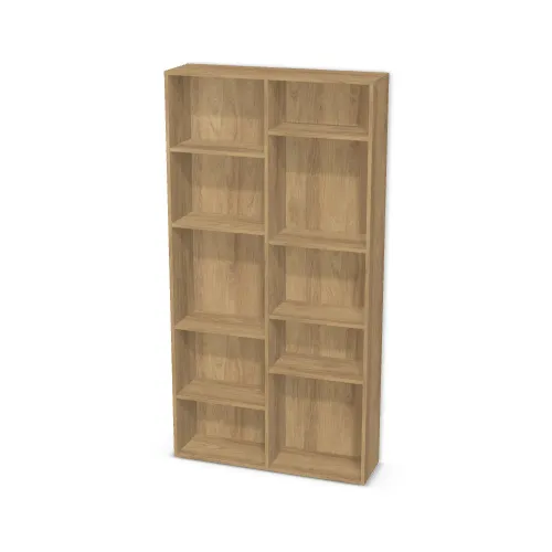 Korpus: Hikora naturalna (H3730, ST10), Przednie krawędzie: Domyślne (w kolorze korpusu) (H3730, ST10), Materiał pleców: Plecy z płyty jak korpus, Szerokość: 100 cm, Wysokość: 195 cm, Głębokość: 28 cm, Głębokość z frontem: 29,8 cm, Szerokość: 50 cm, Liczba półek po lewej: 4 półki, Liczba półek po prawej: 4 półki, Rozmieszczenie półek: Własne ustawienie, Typ podstawy: Brak (tylko ślizgacze), Podpórki półek: Podpórki Kuadro z zabezpieczeniem (typ 2) (Premium / z zabezp.), Obrzeże korpusu: 0,8 mm, Obrzeże frontu: 0,8 mm, Rozmieszczenie uchwytów: Pionowo (środek frontu, bok 50 mm)