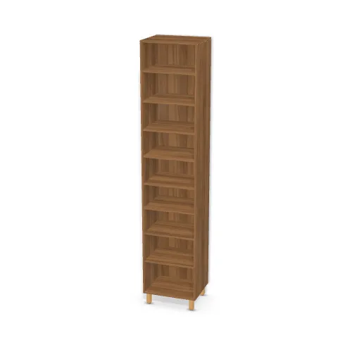 Korpus: Orzech Dijon naturalny (H3734, ST9), Materiał pleców: Plecy z płyty jak korpus, Szerokość: 50 cm, Wysokość: 230 cm, Wysokość z nóżkami: 241 cm, Głębokość: 40 cm, Wys. części dolnej: 105,9 cm, Drzwi: Bez frontów, Liczba półek na górze: 4 półki, Liczba półek na dole: 3 półki, Rozmieszczenie półek: Własne ustawienie, Typ podstawy: Nóżki (wg wyboru), System domyku: Otwieranie uchwytem, Zawiasy: Dobór we własnym zakresie (Brak), Nóżki: Noga meblowa drewniana 10cm walec (Drewniana 10cm walec), Uchwyty: Brak uchwytów i brak nawiertów (Brak uchwytów), Podpórki półek: Podpórki Kuadro z zabezpieczeniem (typ 2) (Premium / z zabezp.), Obrzeże korpusu: 2,0 mm, Rodzaj: Zabudowa szeregowa