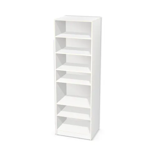 Korpus: Biel Alpejska (WU8685, BS), Materiał pleców: Plecy z płyty jak korpus, Szerokość: 75 cm, Wysokość: 226,4 cm, Wysokość z cokołem: 236,4 cm, Głębokość: 58 cm, Liczba półek: 6 półek, Rozmieszczenie półek: Własne ustawienie, Typ podstawy: Cokół 10 cm, Podpórki półek: Podpórki Kuadro z zabezpieczeniem (typ 2) (Premium / z zabezp.), Obrzeże korpusu: 0,8 mm