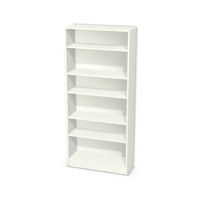 Korpus: Biały premium (W1000, ST9), Materiał pleców: Plecy z płyty jak korpus, Szerokość: 84 cm, Wysokość: 180 cm, Wysokość z cokołem: 190 cm, Głębokość: 32 cm, Liczba półek: 5 półek, Rozmieszczenie półek: Własne ustawienie, Typ podstawy: Cokół 10 cm, Podpórki półek: Podpórki Kuadro z zabezpieczeniem (typ 2) (Premium / z zabezp.), Obrzeże korpusu: 0,8 mm
