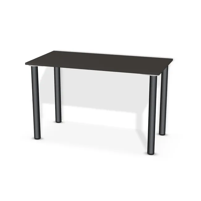 Blat: Czerń aksamitna (U899, ST9, 18mm), Szerokość: 120 cm, Głębokość: 60 cm, Przepusty: Brak, Nóżki: Noga metalowa NOVA fi60 71cm Czarny Mat (Amix AN-710), Obrzeże blatu: 2,0 mm