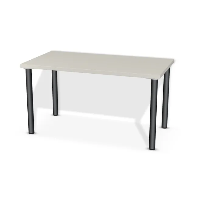 Blat: Szary jasny (U708, ST9, 36mm), Szerokość: 140 cm, Głębokość: 73 cm, Przepusty: Brak, Nóżki: Noga metalowa NOVA fi60 71cm Czarny Mat (Amix AN-710), Obrzeże blatu: 2,0 mm