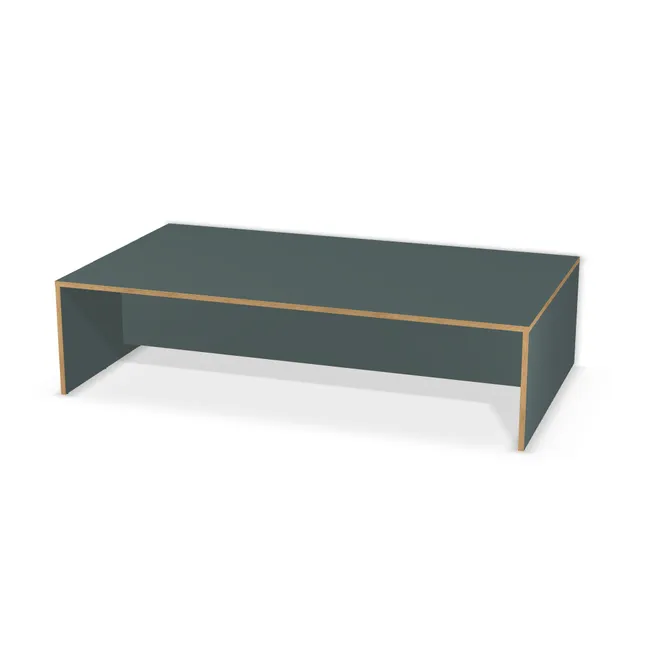 Korpus: Zielony kamienny (U665, PM, 18 mm), Materiał blendy: Blenda z płyty jak korpus, Wybrane obrzeże: Obrzeże w innym kolorze (H8912, ST10), Szerokość: 160 cm, Wysokość: 40 cm, Głębokość: 90 cm, Wys. środkowej blendy: 35 cm, Wysunięcie blatu po lewej: 0 cm, Wysunięcie blatu po prawej: 0 cm, Wysunięcie blatu z przodu: 0 cm, Wysunięcie blatu z tyłu: 0 cm, Przepusty: Brak, Obrzeże: 1,0 mm