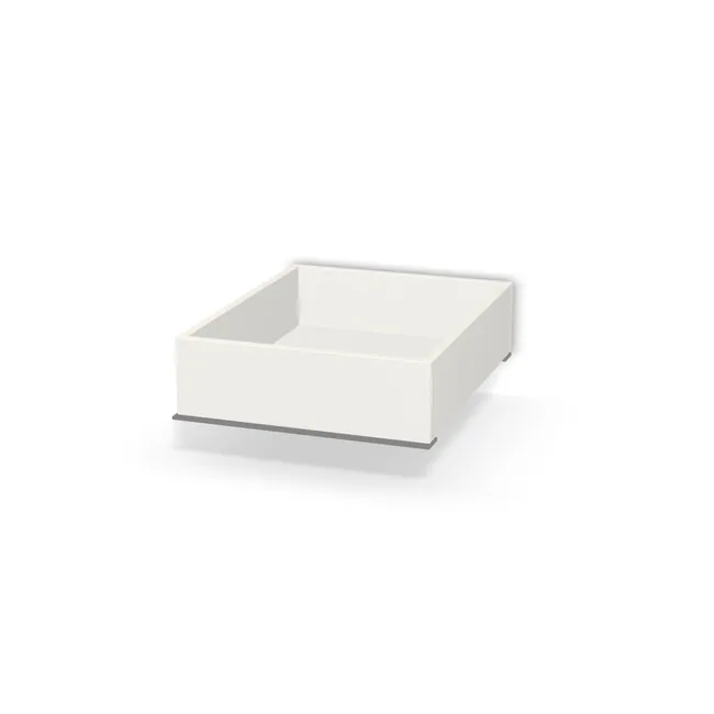 Korpus: Biały klasyczny (W960, SM), Drzwi: Bez frontów, Długość boku (prowadnicy): 50 cm, Szerokość wew. szafki: 61,4 cm, Wys. skrzyni szuflady: 15 cm, Typ szuflady: Z frontem nakładanym, System domyku: Blumotion (cichy domyk), Obciążenie dynamiczne: 30 kg, Konstrukcja szuflady: Z przednią blendą
