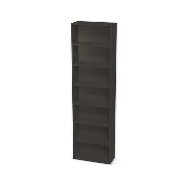 Korpus: Czerń aksamitna (U899, ST9), Materiał pleców: Plecy z płyty jak korpus, Szerokość: 60 cm, Wysokość: 210 cm, Głębokość: 25 cm, Liczba półek: 6 półek, Rozmieszczenie półek: Własne ustawienie, Typ podstawy: Brak (tylko ślizgacze), Podpórki półek: Podpórki Kuadro z zabezpieczeniem (typ 2) (Premium / z zabezp.), Obrzeże korpusu: 0,8 mm