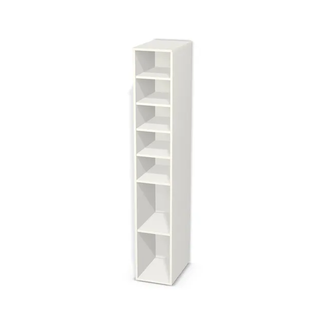 Korpus: Biały klasyczny (W960, SM), Materiał pleców: Plecy z płyty jak korpus, Szerokość: 33 cm, Wysokość: 200 cm, Głębokość: 50 cm, Głębokość z frontem: 51,8 cm, Wysokość części na dolny front: 90 cm, Drzwi: Bez frontów, Liczba półek na górze: 4 półki, Liczba półek na dole: 1 półka, Rozmieszczenie półek: Rozmieszczenie symetryczne półek, Typ podstawy: Brak (tylko ślizgacze), System domyku: Otwieranie uchwytem, Zawieszki: Dobór we własnym zakresie (Brak), Zawiasy: Dobór we własnym zakresie (Brak), Uchwyty: Brak uchwytów i brak nawiertów (Brak uchwytów), Podpórki półek: Złączki Rafix TAB 20 S (Premium / z zabezp.), Obrzeże korpusu: 0,8 mm