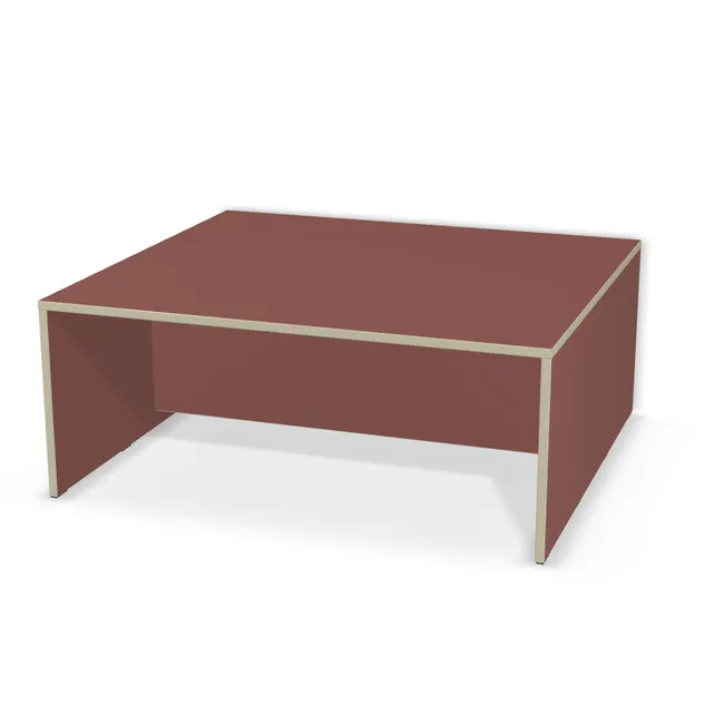 Korpus: Czerwony rdzawy (U335, ST9, 18 mm), Materiał blendy: Blenda z płyty jak korpus, Wybrane obrzeże: Obrzeże w innym kolorze (U638, ST9), Szerokość: 100 cm, Wysokość: 40 cm, Głębokość: 90 cm, Wys. środkowej blendy: 36 cm, Wysunięcie blatu po lewej: 0 cm, Wysunięcie blatu po prawej: 0 cm, Wysunięcie blatu z przodu: 0 cm, Wysunięcie blatu z tyłu: 0 cm, Przepusty: Brak, Obrzeże: 2,0 mm