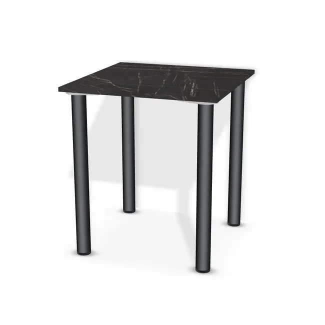 Blat: Grigia Pietra czarna (F206, ST9, 18mm), Szerokość: 65 cm, Głębokość: 65 cm, Przepusty: Brak, Nóżki: Noga metalowa NOVA fi60 71cm Czarny Mat (Amix AN-710), Obrzeże blatu: 0,8 mm