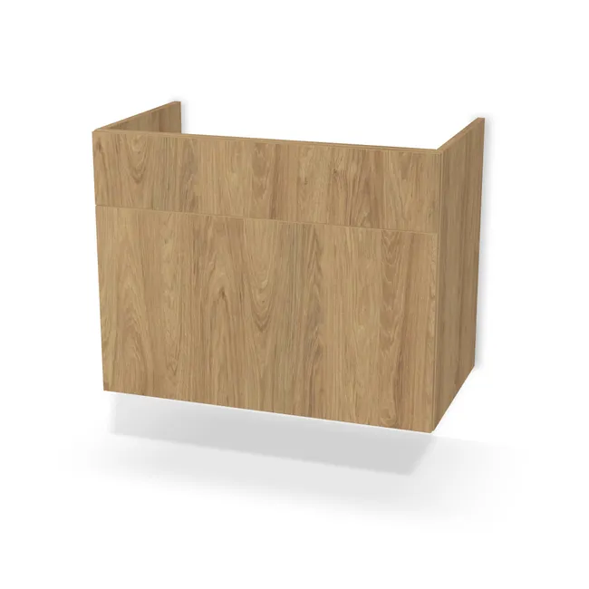 Front: Hikora naturalna (H3730, ST10) Usłojenie Pionowe, Korpus: Hikora naturalna (H3730, ST10), Usłojenie frontu: Pionowe, Szerokość: 79,5 cm, Wysokość: 62 cm, Głębokość: 43,8 cm, Głębokość z frontem: 45,6 cm, Wew. przestrzeń na umywalkę: 42 cm, Wysokość blendy: 17 cm, Wys. wspornika (trawersu) za blendą: 14 cm, Typ wieńca górnego: Brak wieńca górnego, Front szuflady: 1 front szuflady, Liczba szuflad: 1 szuflada, Liczba szuflad pod syfon: Bez szuflad pod syfon, System domyku: Otwieranie naciskiem (Tip-On), Prowadnice szuflad: Blum Tandem (Optimum Blum), Zawieszki: Zawieszki Camar (udźwig 600kg) (Premium Camar), Uchwyty szuflad: Brak uchwytów i brak nawiertów (Brak uchwytów), Pozycja zawieszki: 5 cm, Obrzeże korpusu: 0,8 mm, Obrzeże frontu: 0,8 mm