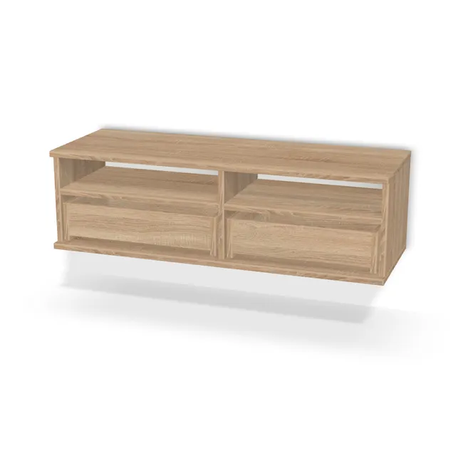 Korpus: Dąb Bardolino naturalny (H1145, ST10), Materiał pleców: Plecy z płyty HDF 3 mm (biała), Szerokość: 100 cm, Wysokość: 30 cm, Głębokość: 33 cm, Głęb. całkowita: 35 cm, Szer. części prawej: 47,4 cm, Wys. na szuflady: 14,6 cm, Front szuflady: Bez frontu szuflady, Liczba szuflad w lewej części: 1 szuflada po lewej, Liczba szuflad w prawej części: 1 szuflada po prawej, System domyku: Otwieranie naciskiem (Tip-On), Przepust kablowy: Bez przepustu, Prowadnice szuflad: Blum Tandem (Optimum Blum), Zawieszki: Zawieszki Wurth (Premium Wurth), Uchwyty szuflad: Brak uchwytów i brak nawiertów (Brak uchwytów), Obrzeże korpusu: 0,8 mm