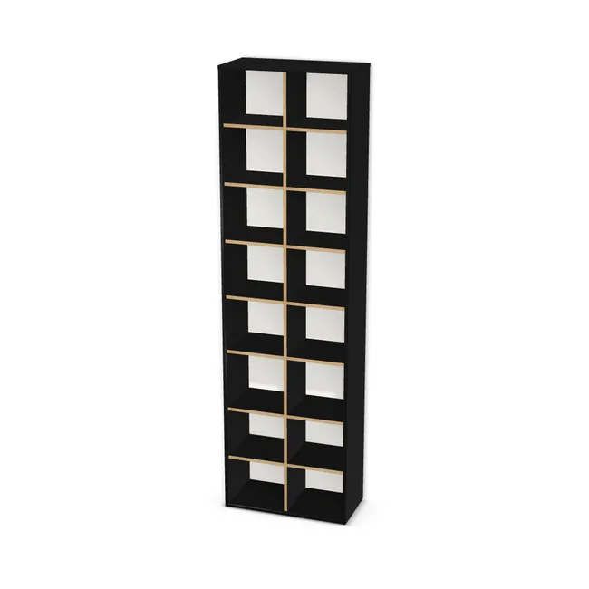 Korpus: Czarny Shadow (U998, ST38), Cokół i obrzeże półek: Dąb Hamilton naturalny (H3303, ST10, 18mm), Materiał pleców: Plecy z płyty HDF 3 mm (biała), Szerokość: 72 cm, Wysokość: 250 cm, Głębokość: 35 cm, Wys. pasa dolnego: 60 cm, Fronty: Tylko nawierty (lewe i prawe), Liczba półek na górze: 5 półek, Liczba półek na dole: 1 półka, Rozmieszczenie półek: Rozmieszczenie symetryczne półek, Typ podstawy: Brak (tylko ślizgacze), System domyku: Otwieranie naciskiem (Tip-On), Zawiasy: Blum ClipTop 110 bez sprężyny (Premium), Uchwyty: Brak uchwytów i brak nawiertów (Brak uchwytów), Podpórki półek: Podpórki Kuadro z zabezpieczeniem (typ 2) (Premium / z zabezp.), Obrzeże korpusu: 2,0 mm, Obrzeże półek: 2,0 mm