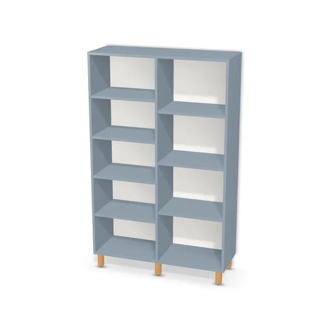 Korpus: Niebieski denim (U540, ST9), Przednie krawędzie: Domyślne (w kolorze korpusu) (U540, ST9), Materiał pleców: Plecy z płyty HDF 3 mm (biała), Szerokość: 100 cm, Wysokość: 150 cm, Wysokość z nóżkami: 161 cm, Głębokość: 35 cm, Głębokość z frontem: 36,8 cm, Szer. części lewej: 50 cm, Drzwi w lewej części: Bez frontów, Drzwi w prawej części: Bez frontów, Liczba półek po lewej: 4 półki, Liczba półek po prawej: 3 półki, Rozmieszczenie półek: Rozmieszczenie symetryczne półek, Typ podstawy: Nóżki (wg wyboru), Nóżki: Noga meblowa drewniana 10cm walec (Drewniana 10cm walec), Podpórki półek: Podpórki Kuadro z zabezpieczeniem (typ 2) (Premium / z zabezp.), Obrzeże korpusu: 0,8 mm, Obrzeże frontu: 2,0 mm, Rozmieszczenie uchwytów: Pionowo (środek frontu, bok 50 mm)