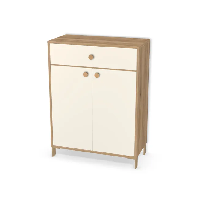 Front: Biały porcelanowy (W1200, ST9), Korpus: Orzech Pacific naturalny (H3700, ST10), Cokół i obrzeże półek: Orzech Pacific naturalny (H3700, ST10, 18mm), Materiał pleców: Plecy z płyty HDF 3 mm (biała), Szerokość: 82 cm, Wysokość: 100 cm, Wysokość z nóżkami: 110 cm, Głębokość: 40 cm, Wys. pasa dolnego: 80 cm, Fronty: Fronty wpuszczane - drzwi lewe i prawe, fronty szuflad, Liczba półek: 2 półki, Rozmieszczenie półek: Rozmieszczenie symetryczne półek, Typ podstawy: Nóżki (wg wyboru), System domyku: Otwieranie uchwytem (+Hamulec Blumotion), Prowadnice szuflad: Blum Tandem (Optimum Blum), Zawiasy: Blum ClipTop 110 cichy domyk (Premium), Nóżki: Nóżka meblowa FONDA - mosiądz ciemny szczotkowany / wys. 10 cm (Viefe Fonda 10cm), Uchwyty: Gałka COMO 0168 - mosiądz połysk / fi 41 mm (Gałka 0168), Uchwyty szuflad: Gałka COMO 0168 - mosiądz połysk / fi 41 mm (Gałka 0168), Podpórki półek: Złączki Rafix TAB 20 S (Premium / z zabezp.), Obrzeże korpusu: 0,8 mm, Obrzeże frontu: 2,0 mm, Obrzeże półek: 0,8 mm, Rozmieszczenie uchwytów: Poziomo (góra frontu 50 mm, bok 50 mm), Rozmieszczenie uchwytów szuflad: Poziomo (centralnie na froncie), Rodzaj: Zabudowa szeregowa
