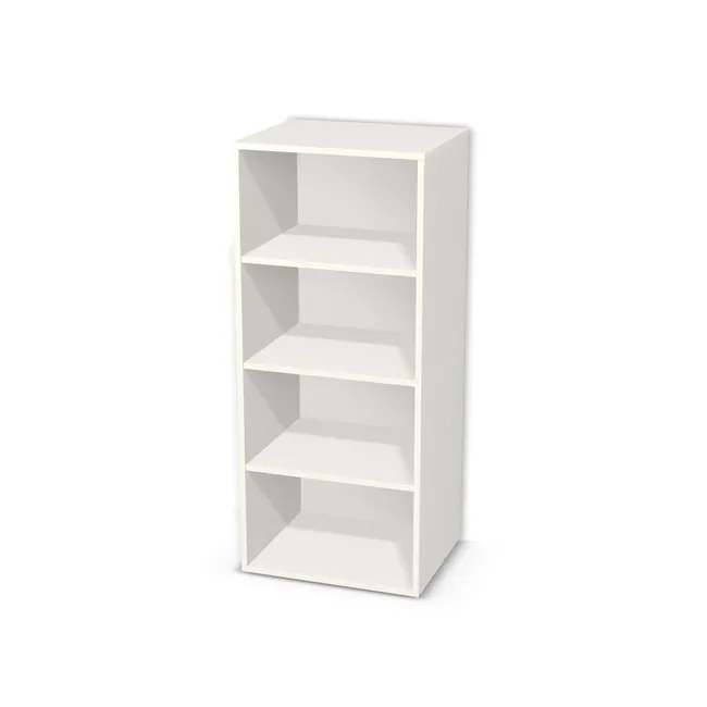 Korpus: Biały klasyczny (W960, SM), Materiał pleców: Plecy z płyty HDF 3 mm (biała), Szerokość: 55 cm, Wysokość: 128 cm, Głębokość: 45 cm, Liczba półek: 3 półki, Rozmieszczenie półek: Rozmieszczenie symetryczne półek, Typ podstawy: Brak (tylko ślizgacze), Podpórki półek: Podpórki Kuadro z zabezpieczeniem (typ 2) (Premium / z zabezp.), Obrzeże korpusu: 0,8 mm