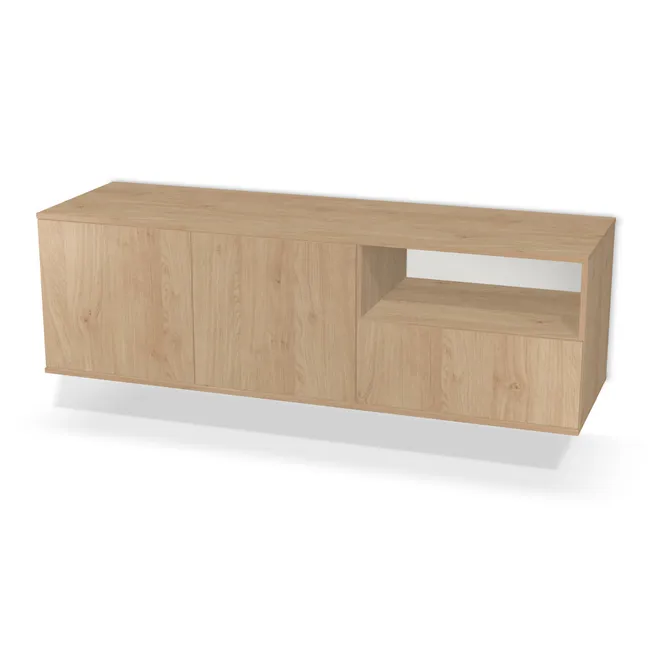 Front: Dąb Kendal naturalny (H3170, ST12) Usłojenie Pionowe, Korpus: Dąb Kendal naturalny (H3170, ST12), Usłojenie frontu: Pionowe, Materiał pleców: Plecy z płyty HDF 3 mm (biała), Szerokość: 180 cm, Wysokość: 55 cm, Głębokość: 53 cm, Głęb. całkowita: 55 cm, Szer. części z szufladą: 70 cm, Wys. na szuflady: 26 cm, Fronty: Fronty - drzwi lewe i prawe, fronty szuflad, Liczba szuflad: 1 szuflada, Liczba półek: 1 półka, System domyku: Otwieranie naciskiem (Tip-On), Przepust kablowy: Bez przepustu, Prowadnice szuflad: Blum Tandem (Optimum Blum), Zawieszki: Zawieszki Wurth (Premium Wurth), Zawiasy: Blum ClipTop 110 bez sprężyny (Premium), Uchwyty: Brak uchwytów i brak nawiertów (Brak uchwytów), Uchwyty szuflad: Brak uchwytów i brak nawiertów (Brak uchwytów), Podpórki półek: Podpórki Kuadro z zabezpieczeniem (typ 2) (Premium / z zabezp.), Obrzeże korpusu: 0,8 mm, Obrzeże frontu: 0,8 mm