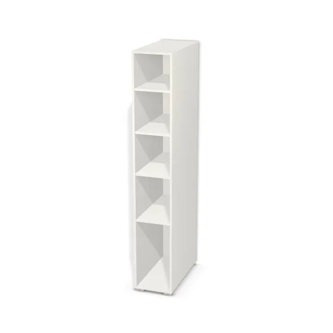 Korpus: Biały klasyczny (W960, ST7), Materiał pleców: Plecy z płyty jak korpus, Szerokość: 34 cm, Wysokość: 206 cm, Wysokość z nóżkami: 208 cm, Głębokość: 71,5 cm, Liczba półek: 4 półki, Rozmieszczenie półek: Własne ustawienie, Typ podstawy: Nóżki (wg wyboru), Nóżki: Stopka K041 - tworzywo - chrom wys 2 cm (Stopka chrom 2cm), Podpórki półek: Podpórki Kuadro z zabezpieczeniem (typ 2) (Premium / z zabezp.), Obrzeże korpusu: 0,8 mm