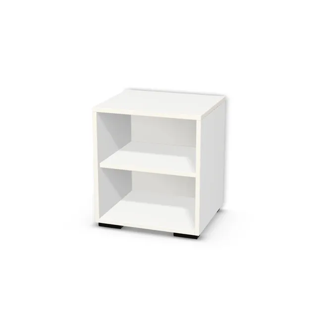 Korpus: Biel Alpejska (WU8685, BS), Materiał pleców: Plecy z płyty HDF 3 mm (biała), Szerokość: 45 cm, Wysokość: 49,1 cm, Wysokość z nóżkami: 51,1 cm, Głębokość: 37,8 cm, Głębokość z frontem: 39,6 cm, Typ wieńca górnego: Wieniec górny nakładany, Drzwi: Bez frontów - nawierty pod prowadniki lewe, Liczba półek: 1 półka, Rozmieszczenie półek: Rozmieszczenie symetryczne półek, Typ podstawy: Nóżki (wg wyboru), System domyku: Otwieranie naciskiem (Tip-On), Zawiasy: Blum ClipTop 110 bez sprężyny (Premium), Nóżki: Nóżka prostokątna K160 - czarny mat / wys. 2 cm (Prostokątna K160), Uchwyty: Brak uchwytów i brak nawiertów (Brak uchwytów), Podpórki półek: Podpórki półki fi 5 mm (Basic / ruchome), Obrzeże korpusu: 0,8 mm, Rodzaj: Zabudowa szeregowa