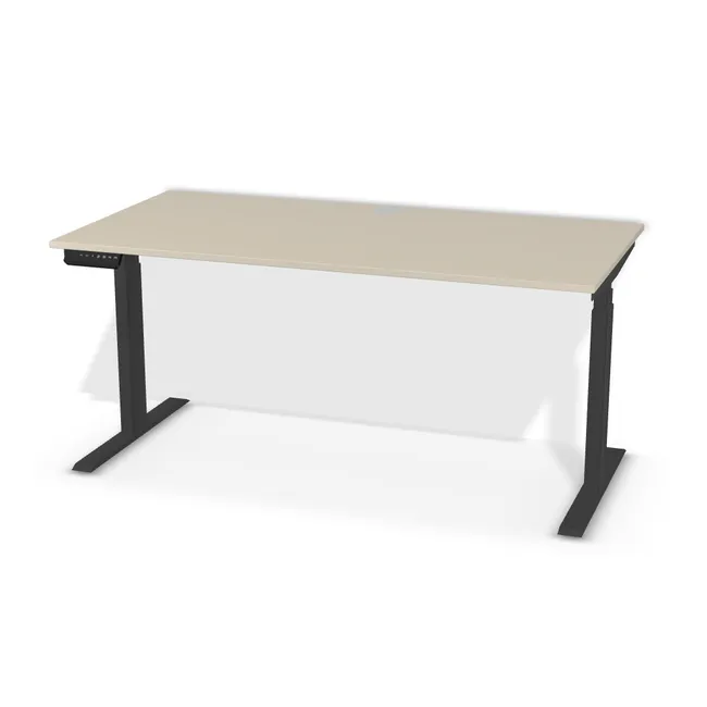 Blat: Szary Taupe (U750, ST9, 18mm), Szerokość: 140 cm, Głębokość: 70 cm, Kształt blatu: Blat prostokątny, Układ kontrolera: Kontroler po lewej stronie, Pozycja kontrolera (od krawędzi blatu): 5 cm, Przepusty: Środek, Kolor przepustu: Przepust Kablowy z Plastiku fi 80 Szary (Plastik 80 Szary), Stelaż: Stelaż elektryczny do biurka FUTURO II (625-1275 mm) czarny (Futuro II Stelaż Czarny), Obrzeże blatu: 2,0 mm