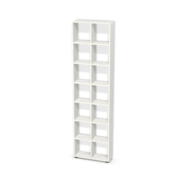 Korpus: Biały klasyczny (W960, SM), Przednie i tylne krawędzie: Domyślne (w kolorze korpusu) (W908, SM), Szerokość: 60 cm, Wysokość: 220 cm, Wysokość z nóżkami: 221,9 cm, Głębokość: 20 cm, Liczba rzędów: 7 rzędów, Liczba kolumn: 2 kolumny, Typ podstawy: Nóżki (wg wyboru), Obrzeże korpusu: 0,8 mm