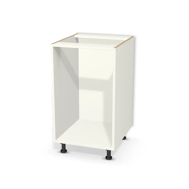 Korpus: Biały premium (W1000, ST9), Przednie krawędzie: Domyślne (w kolorze korpusu) (W1000, ST9), Materiał pleców: Plecy z płyty jak korpus, Bok szafki lewy: Domyślne (w kolorze korpusu) (W1000, ST9), Bok szafki prawy: Domyślne (w kolorze korpusu) (W1000, ST9), Szerokość: 50 cm, Wysokość: 78,5 cm, Wysokość z nóżkami: 88,5 cm, Głębokość: 54 cm, Liczba półek: Bez półek, Nóżki: Nóżka podstawowa 10 cm z regulacją (Basic) Tylko nawierty, Nawierty korpusu: Pod kołki i konfirmaty, Obrzeże korpusu: 0,8 mm, Oklejanie boków: Nieoklejone (góra i dół), Typ wieńca dolnego: Wieniec dolny nakładany
