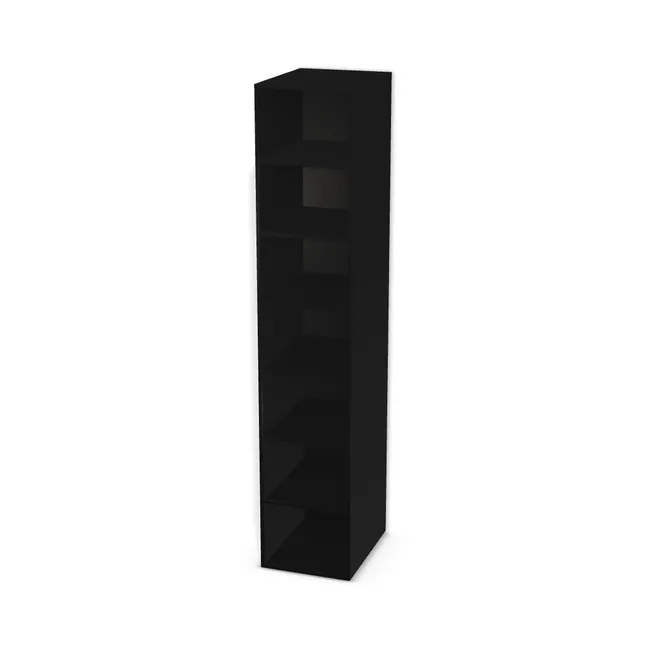 Korpus: Czarny Shadow (U998, ST38), Materiał pleców: Plecy z płyty jak korpus, Szerokość: 46 cm, Wysokość: 236 cm, Głębokość: 60 cm, Liczba półek: 6 półek, Rozmieszczenie półek: Rozmieszczenie symetryczne półek, Typ podstawy: Brak (tylko ślizgacze), Podpórki półek: Podpórki Kuadro z zabezpieczeniem (typ 2) (Premium / z zabezp.), Obrzeże korpusu: 0,8 mm