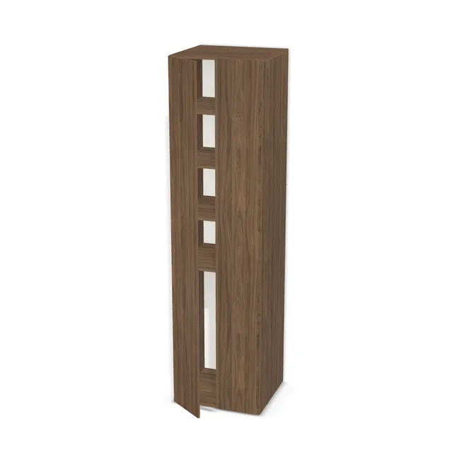 Front: Orzech Carini naturalny (H3710, ST12) Usłojenie Pionowe, Korpus: Orzech Carini naturalny (H3710, ST12), Usłojenie frontu: Pionowe, Materiał pleców: Plecy z płyty HDF 3 mm (biała), Szerokość: 65 cm, Wysokość: 250 cm, Głębokość: 58 cm, Głębokość z frontem: 59,8 cm, Drzwi: 2 fronty - lewy i prawy, Liczba półek: 4 półki, Rozmieszczenie półek: Własne ustawienie, Typ podstawy: Brak (tylko ślizgacze), System domyku: Otwieranie uchwytem, Zawiasy: Blum Clip 100 (Optimum), Uchwyty: Brak uchwytów i brak nawiertów (Brak uchwytów), Podpórki półek: Podpórki półki fi 5 mm (Basic / ruchome), Obrzeże korpusu: 0,8 mm, Obrzeże frontu: 0,8 mm, Cichy domyk: Hamulec Blum 973A0500 na zawias prosty, Rodzaj: Zabudowa szeregowa