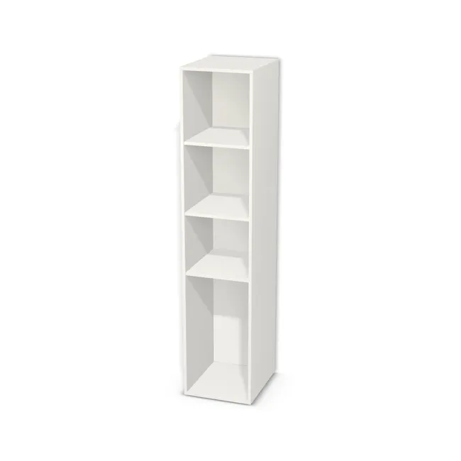 Korpus: Biały klasyczny (W960, ST7), Materiał pleców: Plecy z płyty jak korpus, Szerokość: 43 cm, Wysokość: 200 cm, Głębokość: 50 cm, Liczba półek: 3 półki, Rozmieszczenie półek: Własne ustawienie, Typ podstawy: Brak (tylko ślizgacze), Podpórki półek: Podpórki Kuadro z zabezpieczeniem (typ 2) (Premium / z zabezp.), Obrzeże korpusu: 0,8 mm