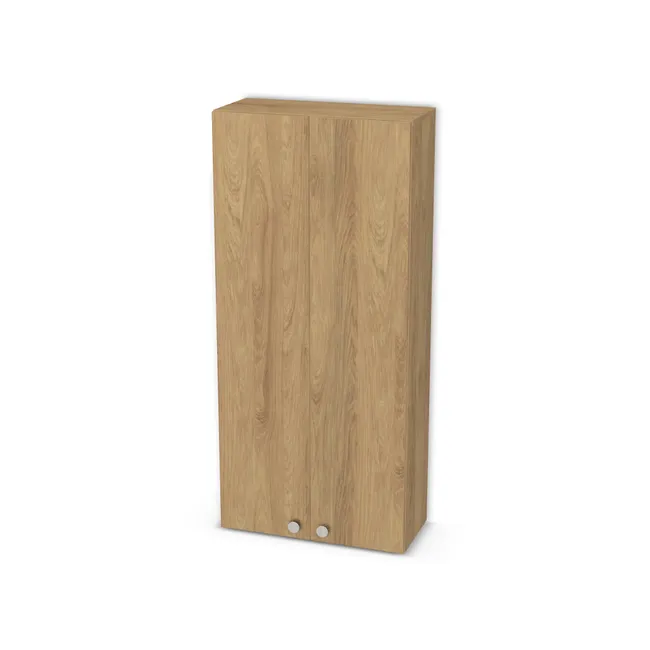 Front: Hikora naturalna (H3730, ST10) Usłojenie Pionowe, Korpus: Hikora naturalna (H3730, ST10), Usłojenie frontu: Pionowe, Materiał pleców: Plecy z płyty jak korpus, Szerokość: 67 cm, Wysokość: 147 cm, Głębokość: 28 cm, Głębokość z frontem: 29,8 cm, Typ wieńca górnego: Wieniec górny nakładany, Drzwi: 2 fronty - lewy i prawy, Liczba półek: 4 półki, Rozmieszczenie półek: Rozmieszczenie symetryczne półek, Typ podstawy: Brak (tylko ślizgacze), System domyku: Otwieranie uchwytem, Zawiasy: Blum ClipTop 110 cichy domyk (Premium), Uchwyty: Gałka COMO 0168/41 nikiel szczotkowany Viefe (Gałka 0168), Podpórki półek: Podpórki Kuadro z zabezpieczeniem (typ 2) (Premium / z zabezp.), Obrzeże korpusu: 0,8 mm, Obrzeże frontu: 0,8 mm, Rozmieszczenie uchwytów: Pionowo (dół frontu 50 mm), bok 50 mm), Rodzaj: Zabudowa szeregowa