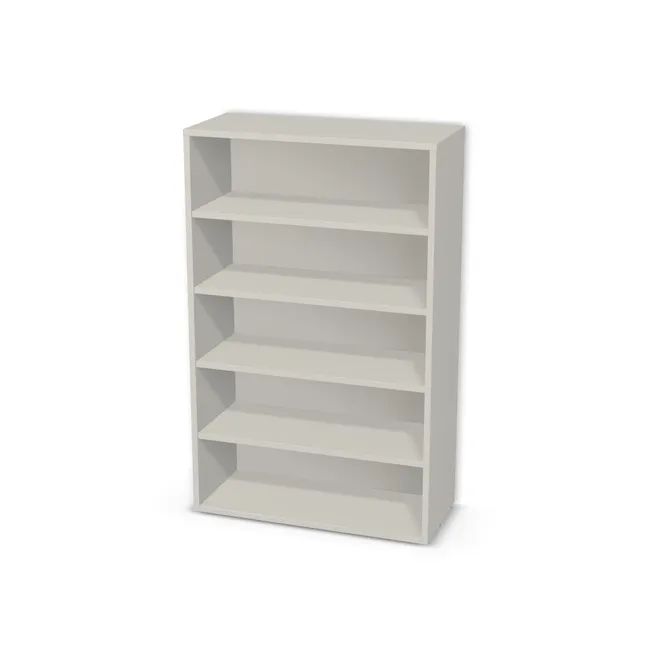 Korpus: Szary jasny (U708, ST9), Materiał pleców: Plecy z płyty jak korpus, Szerokość: 72 cm, Wysokość: 114 cm, Głębokość: 31 cm, Liczba półek: 4 półki, Rozmieszczenie półek: Rozmieszczenie symetryczne półek, Typ podstawy: Brak (tylko ślizgacze), Podpórki półek: Podpórki Kuadro z zabezpieczeniem (typ 2) (Premium / z zabezp.), Obrzeże korpusu: 0,8 mm