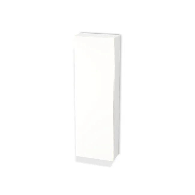 Front: Biel Alpejska (WU8685, BS), Korpus: Biel Alpejska (WU8685, BS), Materiał pleców: Plecy z płyty HDF 3 mm (biała), Szerokość: 42 cm, Wysokość: 130 cm, Głębokość: 18 cm, Głębokość z frontem: 19,8 cm, Typ wieńca górnego: Wieniec górny wpuszczany, Drzwi: 1 front - otwierany w lewo, Liczba półek: 3 półki, Rozmieszczenie półek: Rozmieszczenie symetryczne półek, Otwieranie: Otwieranie uchwytem, Zawieszki: Zawieszki Camar (Premium Camar), Zawiasy: Blum ClipTop 110 cichy domyk (Premium), Uchwyty: Brak uchwytów i brak nawiertów (Brak uchwytów), Podpórki półek: Podpórki Kuadro z zabezpieczeniem (typ 2) (Premium / z zabezp.), Obrzeże korpusu: 0,8 mm, Obrzeże frontu: 0,8 mm, Wycięcie HDF: Wycięcie pod zawieszki