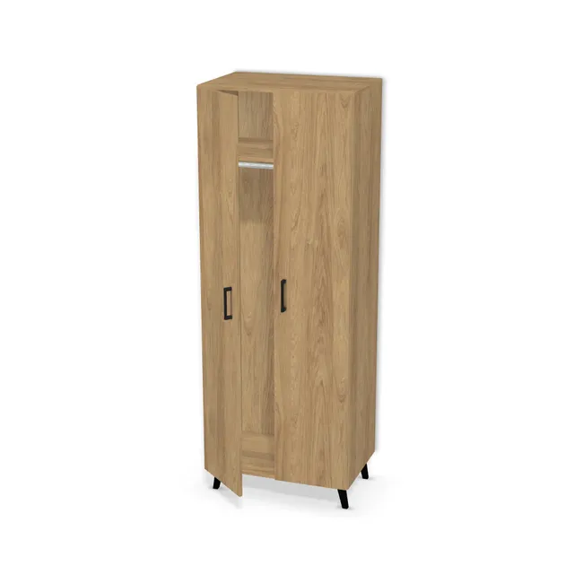 Front: Hikora naturalna (H3730, ST10 FLA) Usłojenie Pionowe, Korpus: Hikora naturalna (H3730, ST10), Usłojenie frontu: Pionowe, Materiał pleców: Plecy z płyty jak korpus, Szerokość: 70 cm, Wysokość: 180 cm, Wysokość z nóżkami: 192 cm, Głębokość: 45 cm, Głębokość z frontem: 46,8 cm, Wys. części dolnej: 150 cm, Przestrzeń pod drążkiem (od osi drążka do wieńca dolnego): 139,7 cm, Układ półek pod drążkiem: Bez półki pod drążkiem, Drzwi: 2 fronty - lewy i prawy, Typ podstawy: Nóżki (wg wyboru), System domyku: Otwieranie uchwytem, Zawiasy: Blum ClipTop 110 cichy domyk (Premium), Nóżki: Nóżka K441 Czarna wysokość 12 cm (Nóżka K441 Czarna 12 cm), Uchwyty: Uchwyt meblowy Z409 - czarny mat / rozstaw 128 mm (Uchwyt Z409 128 mm), Obrzeże korpusu: 0,8 mm, Obrzeże frontu: 2,0 mm, Rozmieszczenie uchwytów: Pionowo (środek frontu, bok 50 mm)