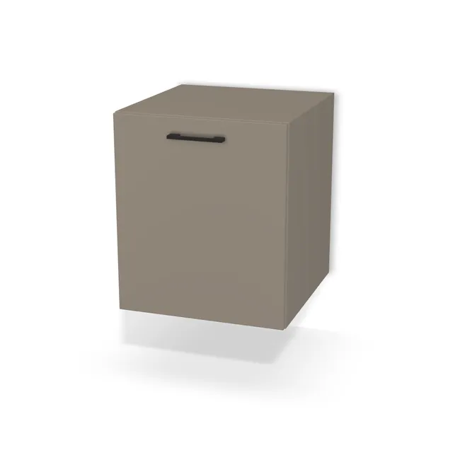 Blat: Taupe ciemny (U740, ST9, 18mm), Front: Taupe ciemny (U740, ST9), Korpus: Taupe ciemny (U740, ST9), Materiał pleców: Plecy z płyty HDF 3 mm (biała), Szerokość: 50 cm, Wysokość: 58 cm, Głębokość: 50 cm, Głębokość z frontem: 51,8 cm, Typ szuflady: Z frontem nakładanym, Typ wieńca górnego: Wieniec górny wpuszczany, Drzwi: 1 front, Zawieszki: Zawieszki Wurth (Premium Wurth), Kosz cargo: Rejs Variant MULTI Kosz Na Blieliznę Efekt Chrom (Premium), Uchwyty: Uchwyt 2576 Czarny Mat rozstaw 128 mm (Uchwyt 2576 128 mm), Obrzeże korpusu: 0,8 mm, Obrzeże frontu: 2,0 mm, Obrzeże blatu: 2,0 mm, Wycięcie HDF: Wycięcie pod zawieszki, Rozmieszczenie uchwytów: Poziomo (góra frontu 50 mm, środek)