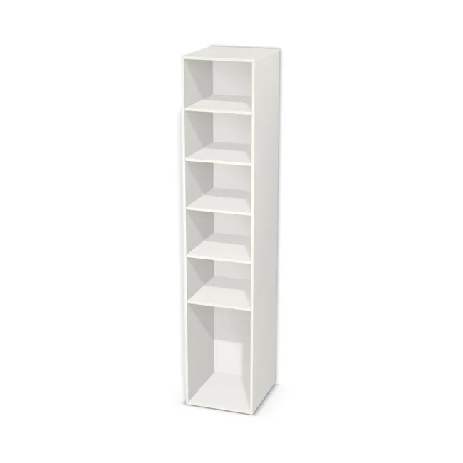 Korpus: Biały klasyczny (W960, SM), Materiał pleców: Plecy z płyty HDF 3 mm (biała), Szerokość: 50 cm, Wysokość: 248 cm, Głębokość: 55 cm, Liczba półek: 5 półek, Rozmieszczenie półek: Własne ustawienie, Typ podstawy: Brak (tylko ślizgacze), Podpórki półek: Podpórki półki fi 5 mm (Basic / ruchome), Obrzeże korpusu: 0,8 mm, Rodzaj: Zabudowa szeregowa