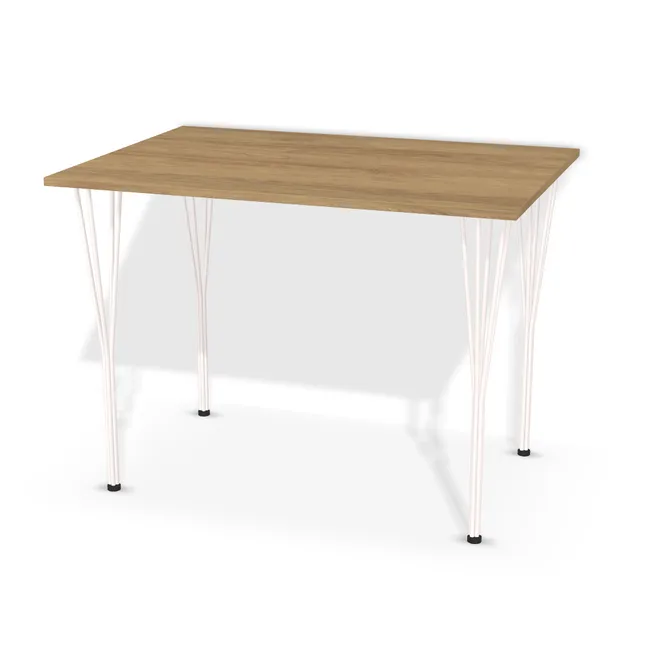 Blat: Hikora naturalna (H3730, ST10 FLA, 18mm), Szerokość: 100 cm, Głębokość: 70 cm, Przepusty: Brak, Nóżki: Noga stołu Elin 71cm Biała (Siso Elin 710), Obrzeże blatu: 0,8 mm