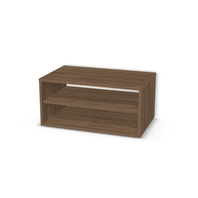 Korpus: Orzech Carini naturalny (H3710, ST12), Materiał pleców: Plecy z płyty HDF 3 mm (biała), Szerokość: 70 cm, Wysokość: 33 cm, Głębokość: 42 cm, Głębokość z frontem: 43,8 cm, Typ wieńca górnego: Wieniec górny nakładany, Drzwi: Bez frontów, Liczba półek: 1 półka, Rozmieszczenie półek: Rozmieszczenie symetryczne półek, Typ podstawy: Brak (tylko ślizgacze), System domyku: Otwieranie uchwytem, Zawiasy: Dobór we własnym zakresie (Brak), Uchwyty: Brak uchwytów i brak nawiertów (Brak uchwytów), Podpórki półek: Podpórki półki fi 5 mm (Basic / ruchome), Obrzeże korpusu: 0,8 mm
