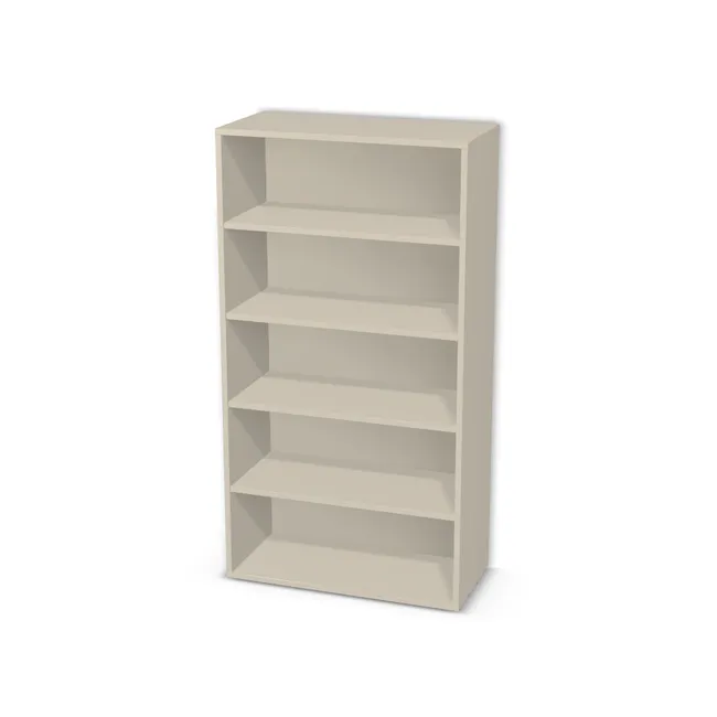 Korpus: Szary Taupe (U750, ST9), Materiał pleców: Plecy z płyty jak korpus, Szerokość: 75 cm, Wysokość: 140 cm, Głębokość: 35 cm, Liczba półek: 4 półki, Rozmieszczenie półek: Własne ustawienie, Typ podstawy: Brak (tylko ślizgacze), Podpórki półek: Podpórki półki fi 5 mm (Basic / ruchome), Obrzeże korpusu: 0,8 mm