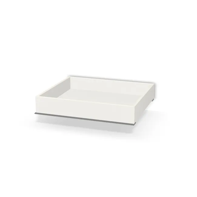Korpus: Biały klasyczny (W960, SM), Drzwi: Bez frontów, Długość boku (prowadnicy): 70 cm, Szerokość wew. szafki: 60 cm, Wys. skrzyni szuflady: 11,5 cm, Typ szuflady: Z frontem nakładanym, System domyku: Blumotion (cichy domyk), Obciążenie dynamiczne: 60 kg, Konstrukcja szuflady: Z przednią blendą