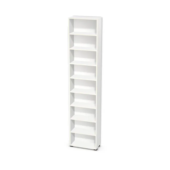 Korpus: Biel Alpejska (WU8685, BS), Materiał pleców: Plecy z płyty jak korpus, Szerokość: 55 cm, Wysokość: 250 cm, Wysokość z nóżkami: 252 cm, Głębokość: 25 cm, Liczba półek: 8 półek, Rozmieszczenie półek: Rozmieszczenie symetryczne półek, Typ podstawy: Nóżki (wg wyboru), Nóżki: Nóżka Kwadratowa 6601 Bez Regulacji wys.2cm CZARNY MAT (Nóżka 6601 Czarna 2 cm), Podpórki półek: Podpórki półki fi 5 mm (Basic / ruchome), Obrzeże korpusu: 0,8 mm