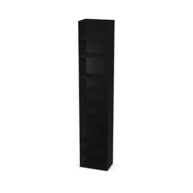 Korpus: Czarny (U999, ST7), Materiał pleców: Plecy z płyty jak korpus, Szerokość: 50 cm, Wysokość: 250 cm, Głębokość: 32 cm, Liczba półek: 8 półek, Rozmieszczenie półek: Własne ustawienie, Typ podstawy: Brak (tylko ślizgacze), Podpórki półek: Podpórki półki fi 5 mm (Basic / ruchome), Obrzeże korpusu: 2,0 mm